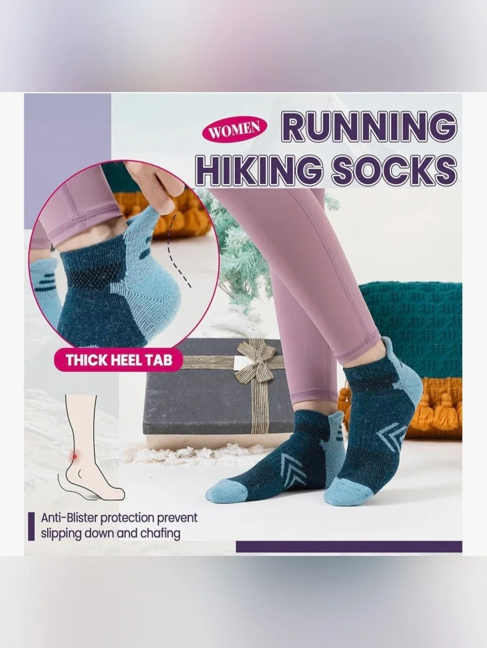 Merino Wool Blend Women's 2pk of Ankle Sport Socks